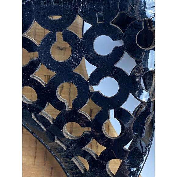 Coach Women's Brook Black Patent Leather Signature C Cork Wedge Sandals Size 10 - Picture 3 of 7